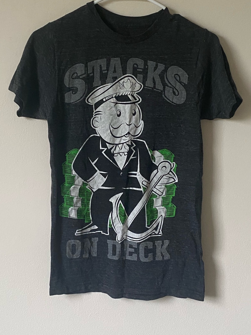 Monopoly Man Stacks on Deck Graphic Tee